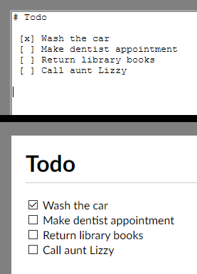 Create task lists and savour the moment of marking them done in render mode